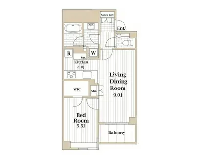 クレヴィア日本橋浜町(1LDK/4階)の間取り写真