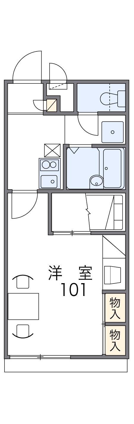 レオパレス飛鳥(1K/2階)の間取り写真