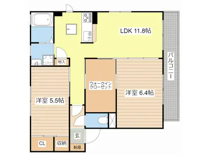 ウィステリア(2LDK/1階)の間取り写真