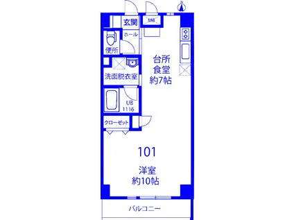 ノーサイド綱島(1DK/1階)の間取り写真