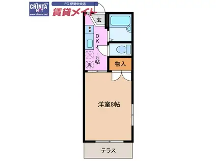 スリーベル(1DK/1階)の間取り写真