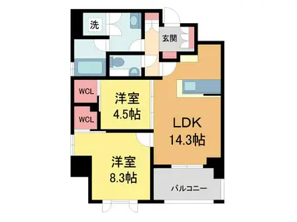 シャーメゾンステージ香櫨園(2LDK/3階)の間取り写真