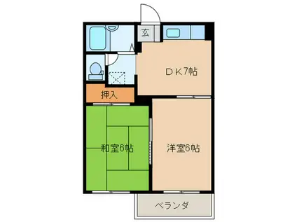 タウニイ山本(2DK/2階)の間取り写真