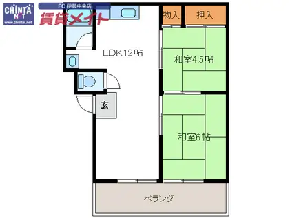 富士ハイツ(2LDK/3階)の間取り写真