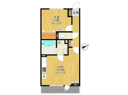 SYハイア(1LDK/3階)の間取り写真