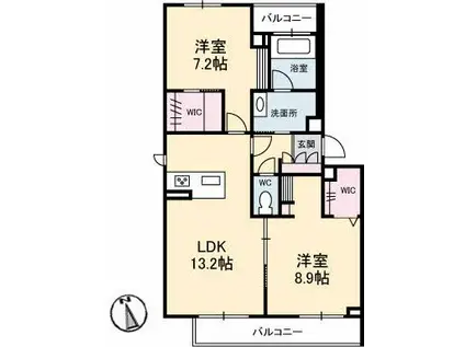 シャーメゾンフロントゲート(2LDK/2階)の間取り写真