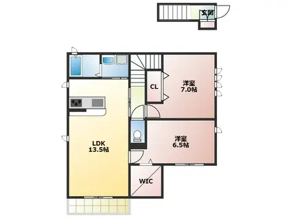 クリスタルコートB棟(2LDK/2階)の間取り写真