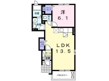ノーブル・スクエア I(1LDK/1階)の間取り写真