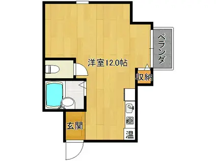 サンビレッジA棟(ワンルーム/1階)の間取り写真