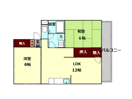 ハイツMIII(2LDK/1階)の間取り写真