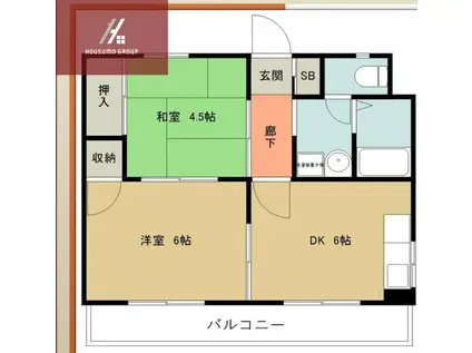 メゾンド―ル若江北(2LDK/2階)の間取り写真