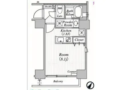 ブランシエル三田(ワンルーム/11階)の間取り写真