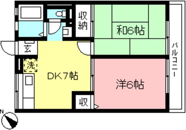 シティハイム コンフォート御園(2DK/2階)の間取り写真