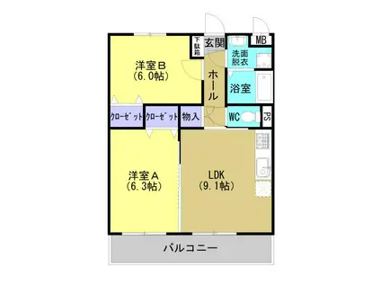 ウェネバーII(2LDK/3階)の間取り写真