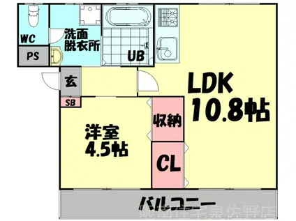 マンション袋谷(1LDK/3階)の間取り写真