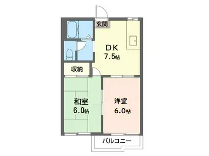 ハイツニューサウス(2DK/2階)の間取り写真
