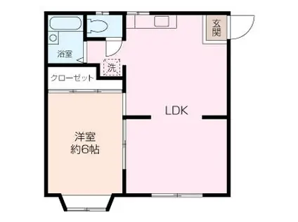 大岡ハイム(1LDK/2階)の間取り写真