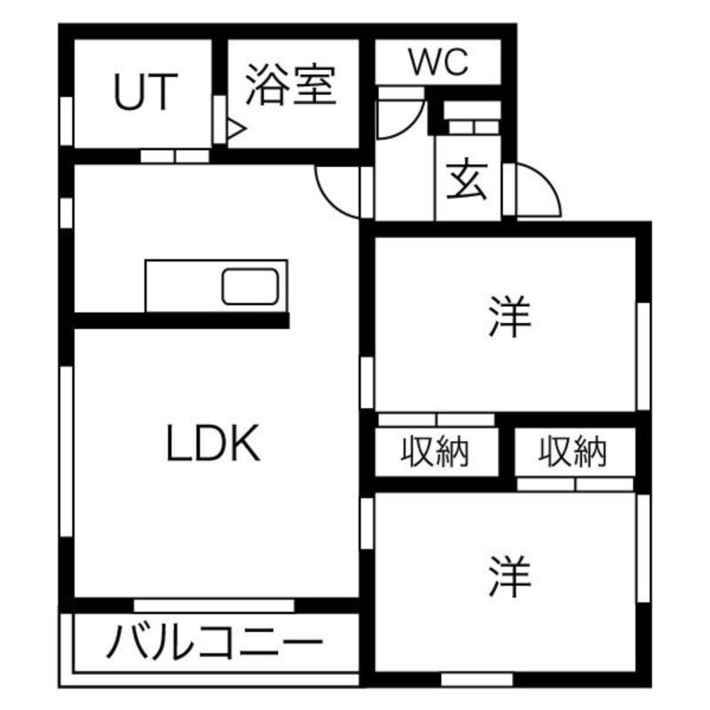 シャトーロッキー(2LDK/2階)の間取り写真
