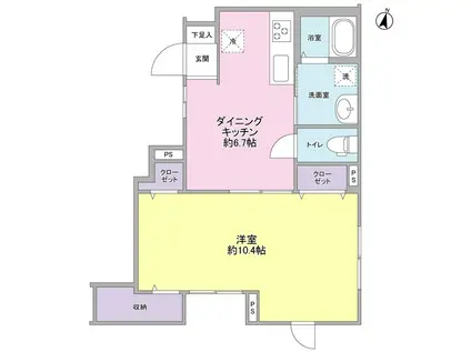 ミルクリーク桜台(1DK/1階)の間取り写真