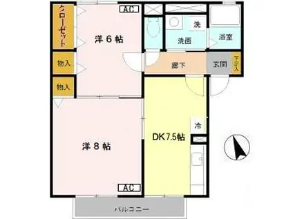 プレジデントN(2DK/2階)の間取り写真