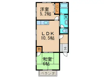 プロムナード・ハイツ(2LDK/1階)の間取り写真