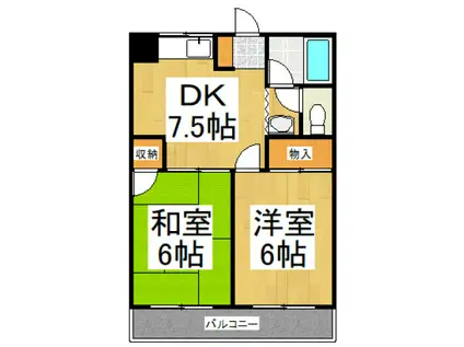 サンコート栄城(2DK/2階)の間取り写真