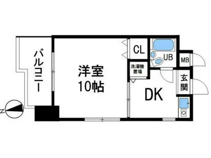 ヴェルドール兵庫2(1DK/9階)の間取り写真