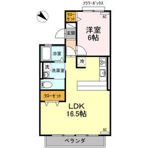 メゾン山麓(1LDK/1階)の間取り写真