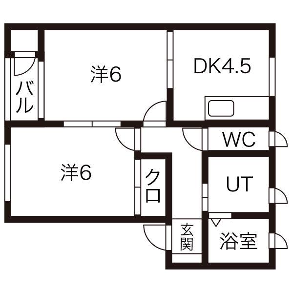サンアイリス(2DK/1階)の間取り写真