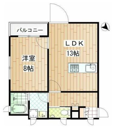 ブロケードグレース(1LDK/2階)の間取り写真