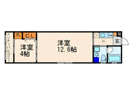 OPTIMA御所西藪之内町(2K/2階)の間取り写真