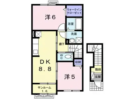 サンライズ・フィールド(2DK/2階)の間取り写真