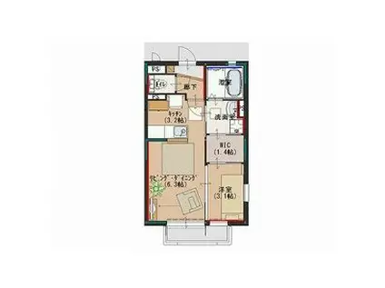 K&Mテクノ F(1SK/2階)の間取り写真