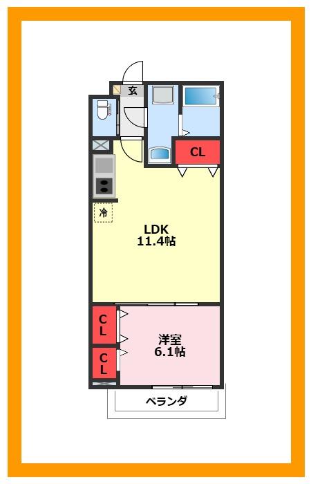 ジーメゾン我孫子青山台(1LDK/3階)の間取り写真