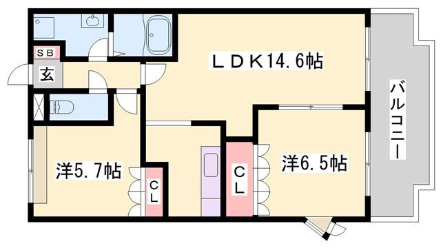 パークアヴェニュー(2LDK/2階)の間取り写真
