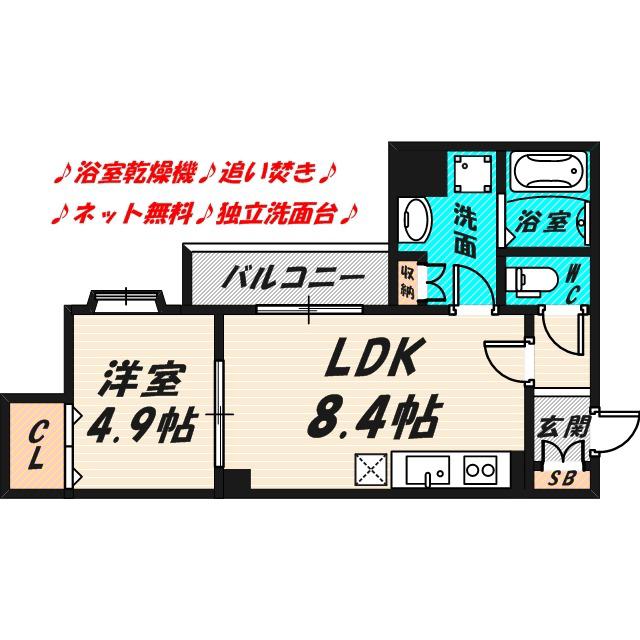 ピレーネ焼野(1LDK/2階)の間取り写真