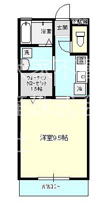 GRADITO貝津(1K/1階)の間取り写真