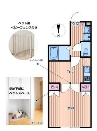 BRILLANTE PAWS 舎人(1DK/1階)の間取り写真