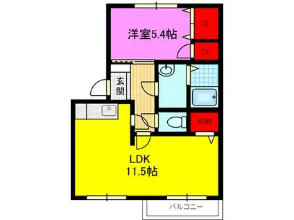 フレグランス稲田(1LDK/1階)の間取り写真