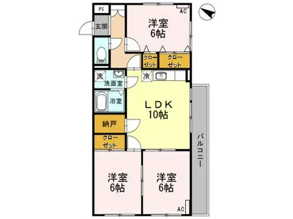 アイリス八橋(3LDK/3階)の間取り写真