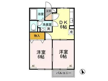 サンパティック C(2DK/2階)の間取り写真