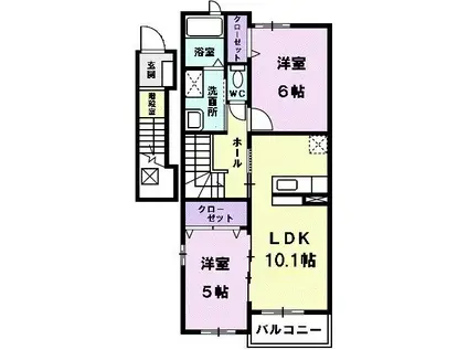 クレア・K(2LDK/2階)の間取り写真