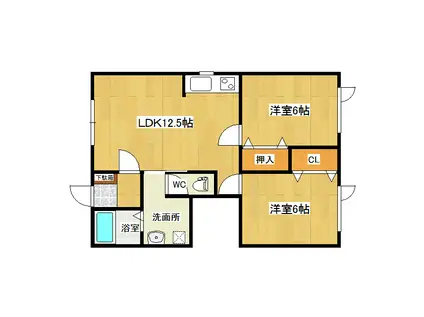 シャトーK(2LDK/2階)の間取り写真