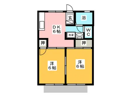 開沖ライブタウンD(2DK/1階)の間取り写真