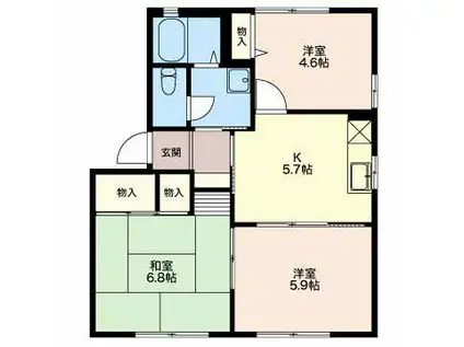 シュライン宮西(3K/1階)の間取り写真