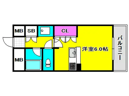 ベルグリーン熊内(1K/5階)の間取り写真