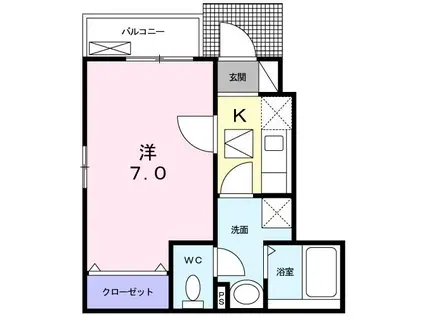 フェリーチェ大森(1K/1階)の間取り写真