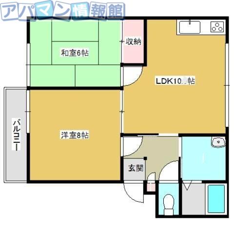 ファミール東本町B(2LDK/1階)の間取り写真