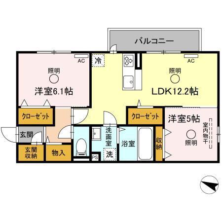 ラ・メゾン ドゥ(2LDK/3階)の間取り写真