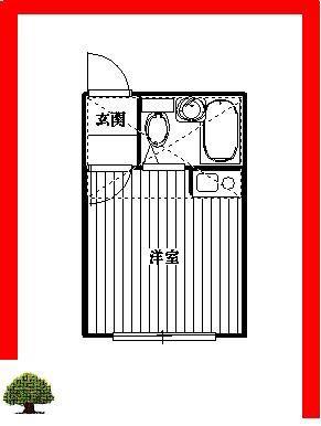 カーメルヴィラⅢ(ワンルーム/1階)の間取り写真